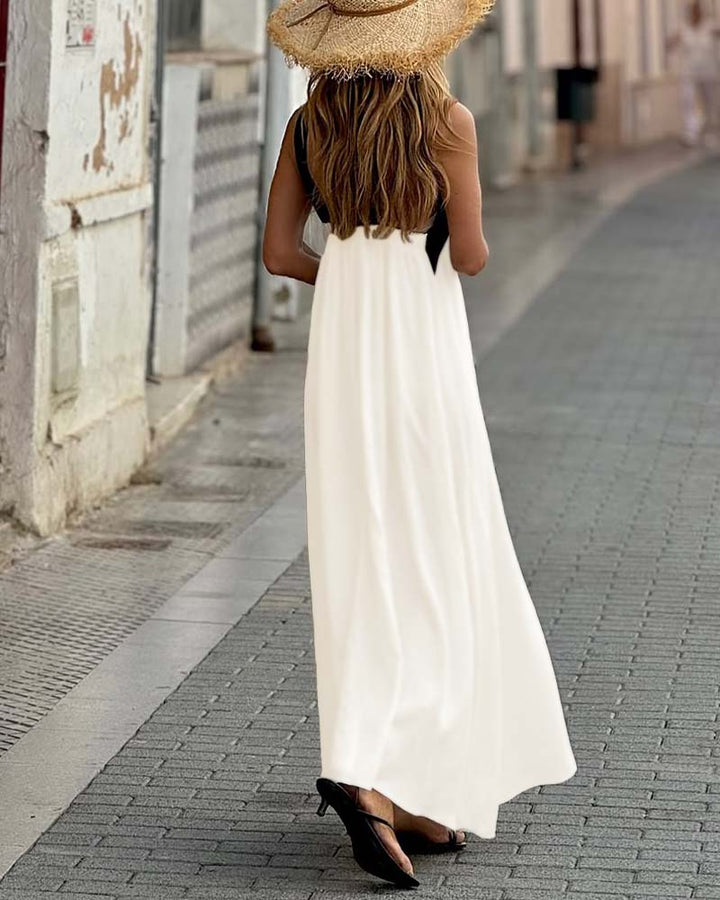 Strapless Elegant Dress with Contrast Color