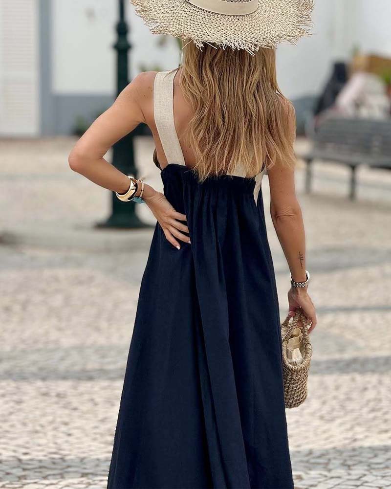 Strapless Elegant Dress with Contrast Color