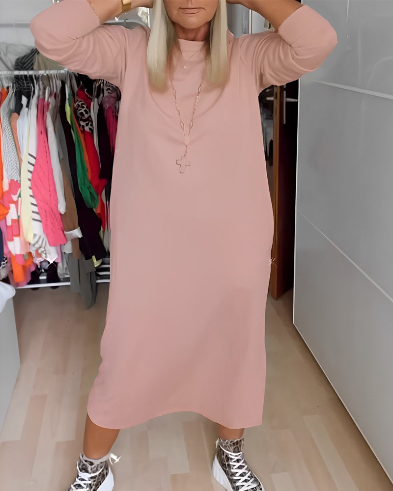 Relaxed Dress with Round Neck