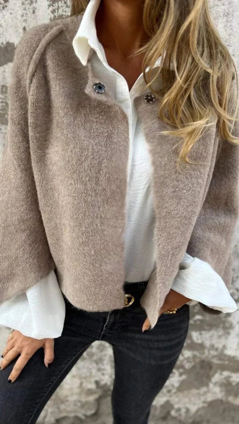 Skylar - Round Neck Long Sleeve Wool Coat