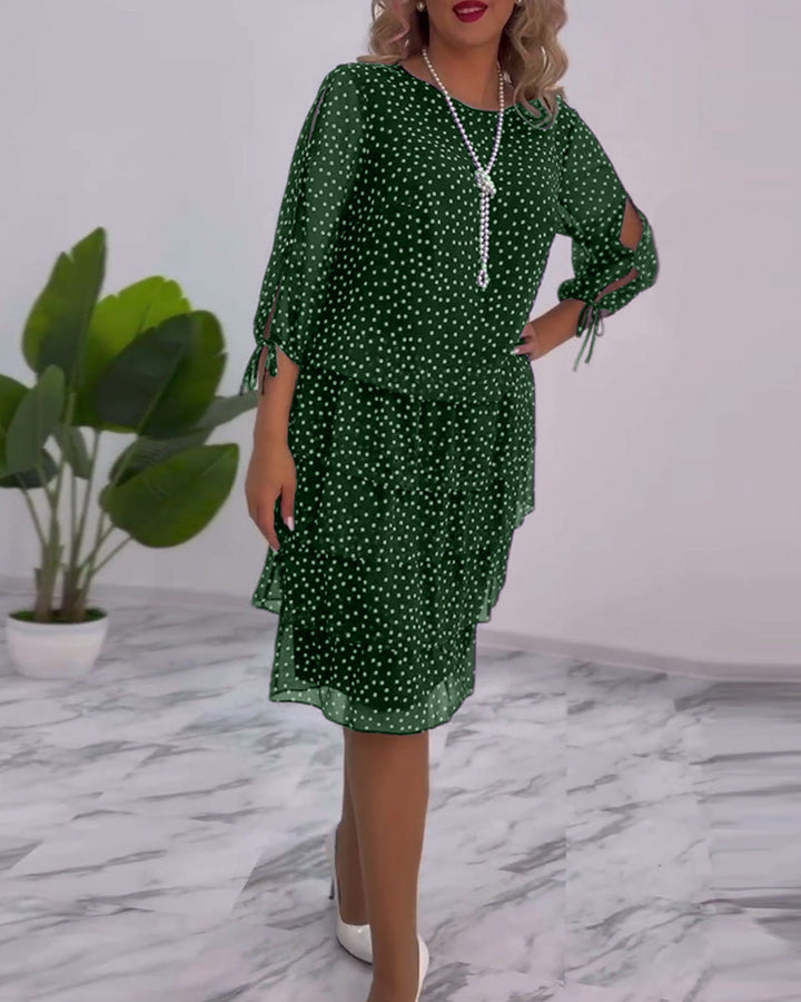 Elegant layered dress with polka dot print