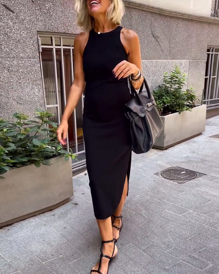 Casual dress sleeveless slim slit