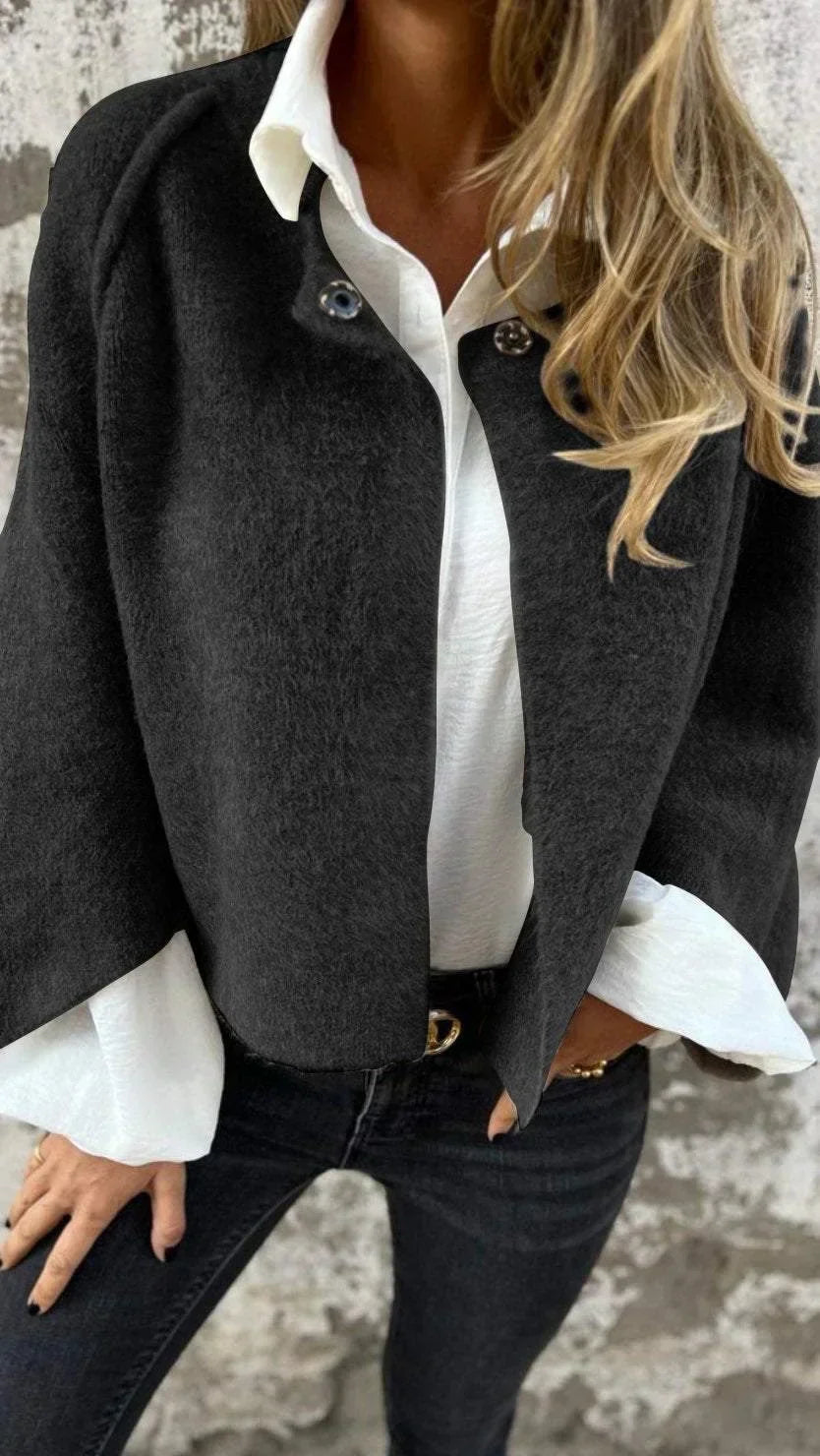 Skylar - Round Neck Long Sleeve Wool Coat